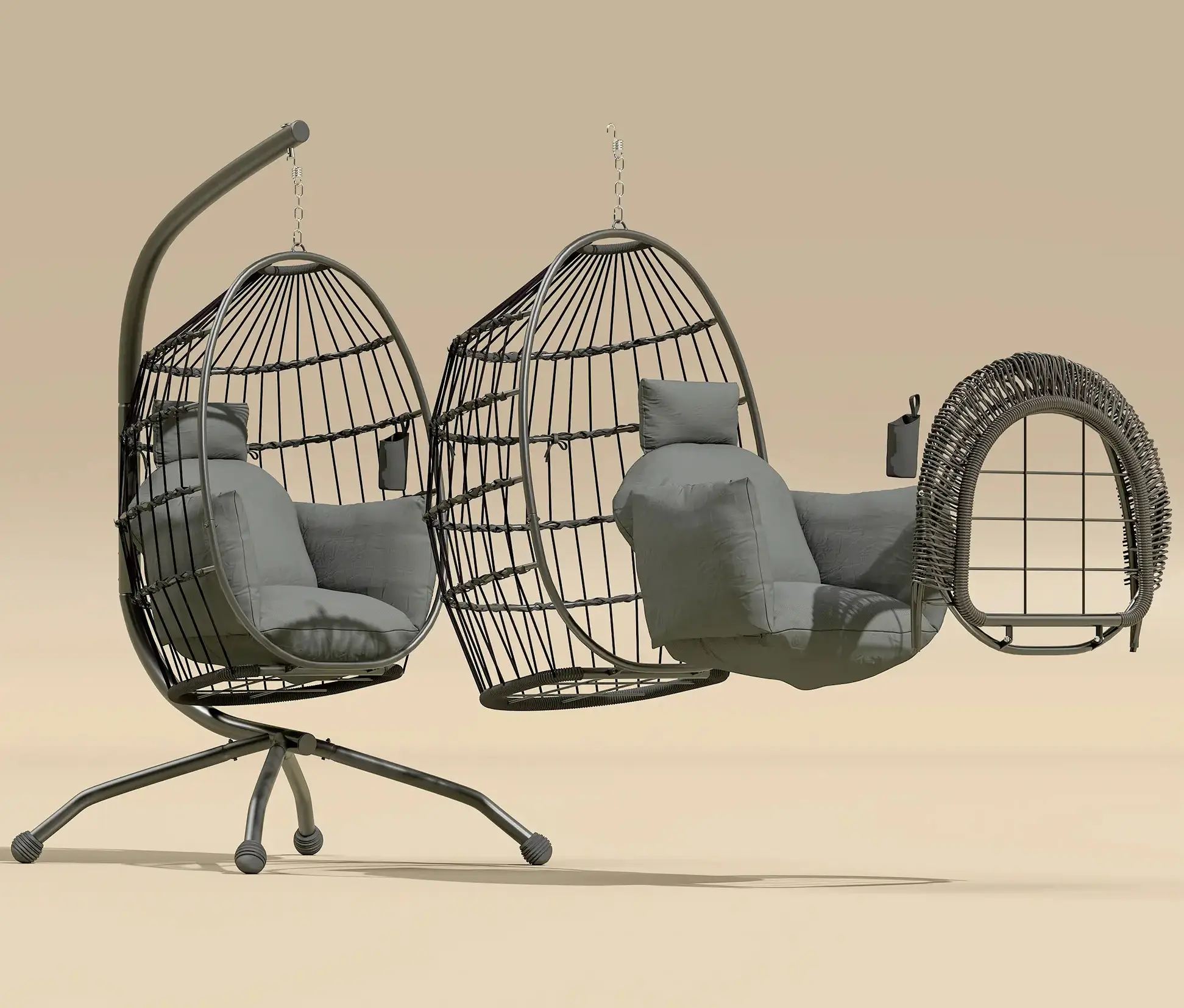 Fotoliu-cocon Outsunny 84A-345V00BK (Black/Dark Grey) - 4