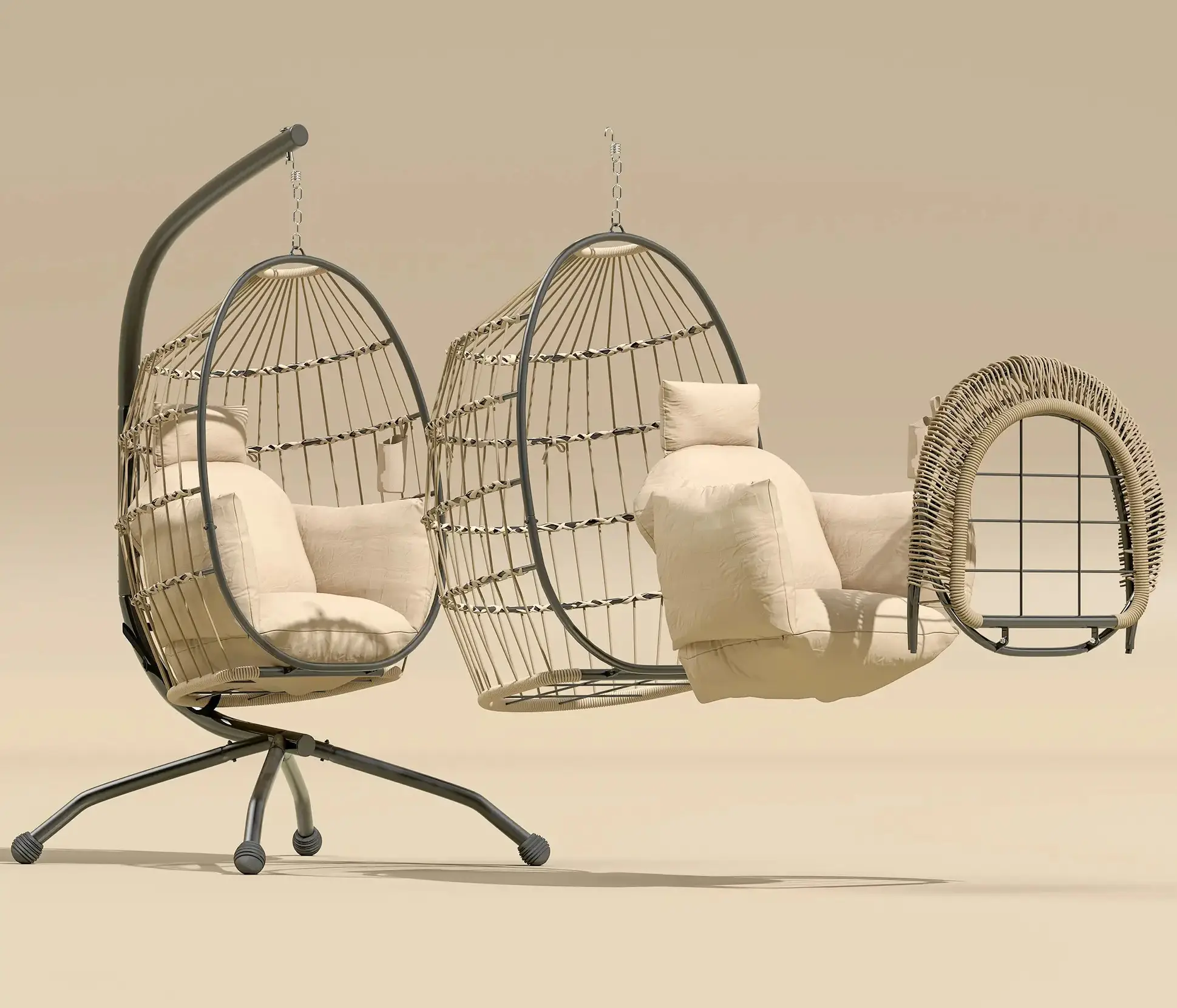 Кресло-кокон Outsunny 84A-345V00KK (Beige/Black) - 4