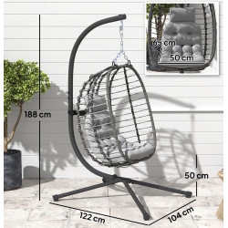 Fotoliu-cocon Outsunny 867-281V00LG (Grey) Thumb