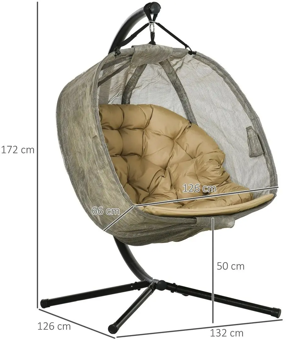 Кресло подвесное Outsunny 84A-208 (Khaki/Black) - 3