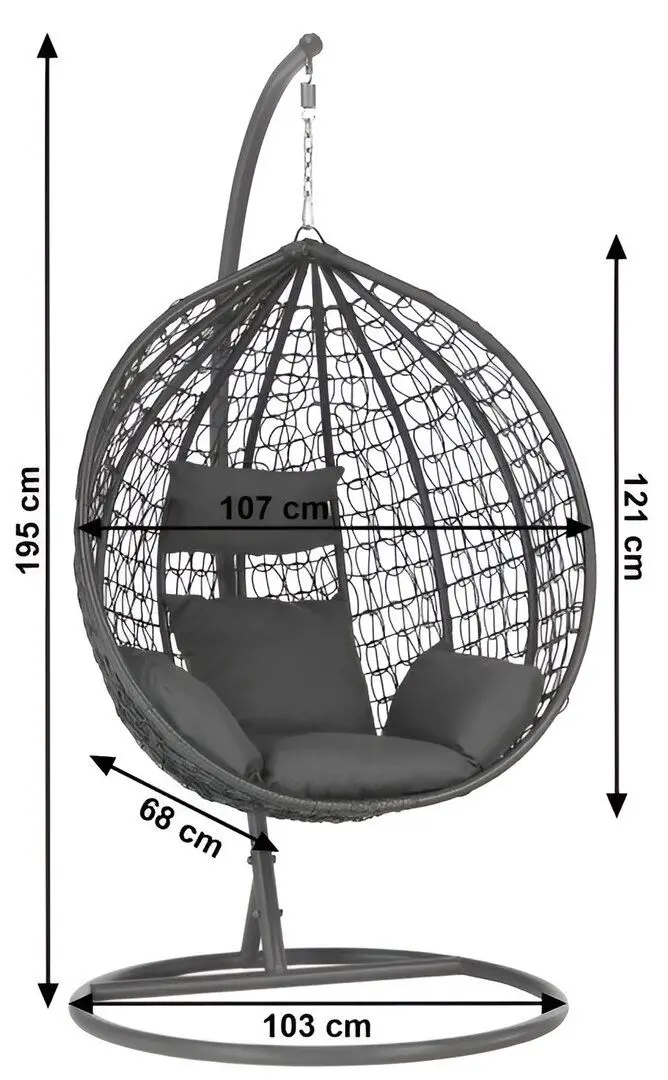 Кресло-кокон Procart Steel 103x195 (Grey/Brown) - 6