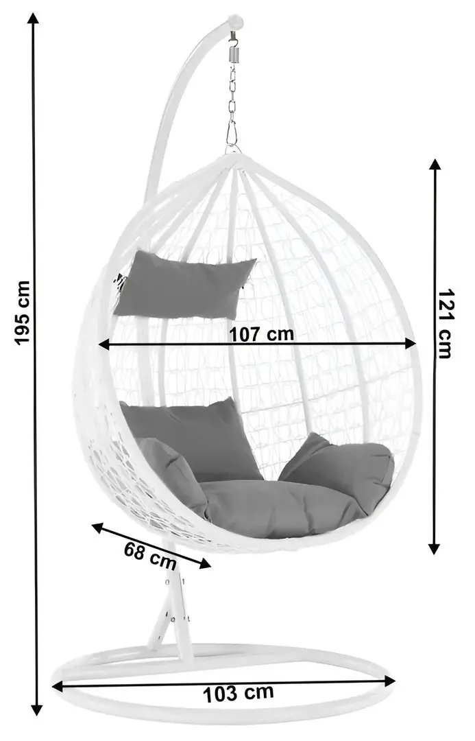 Fotoliu-cocon Procart Steel 103x195 (White/Grey)