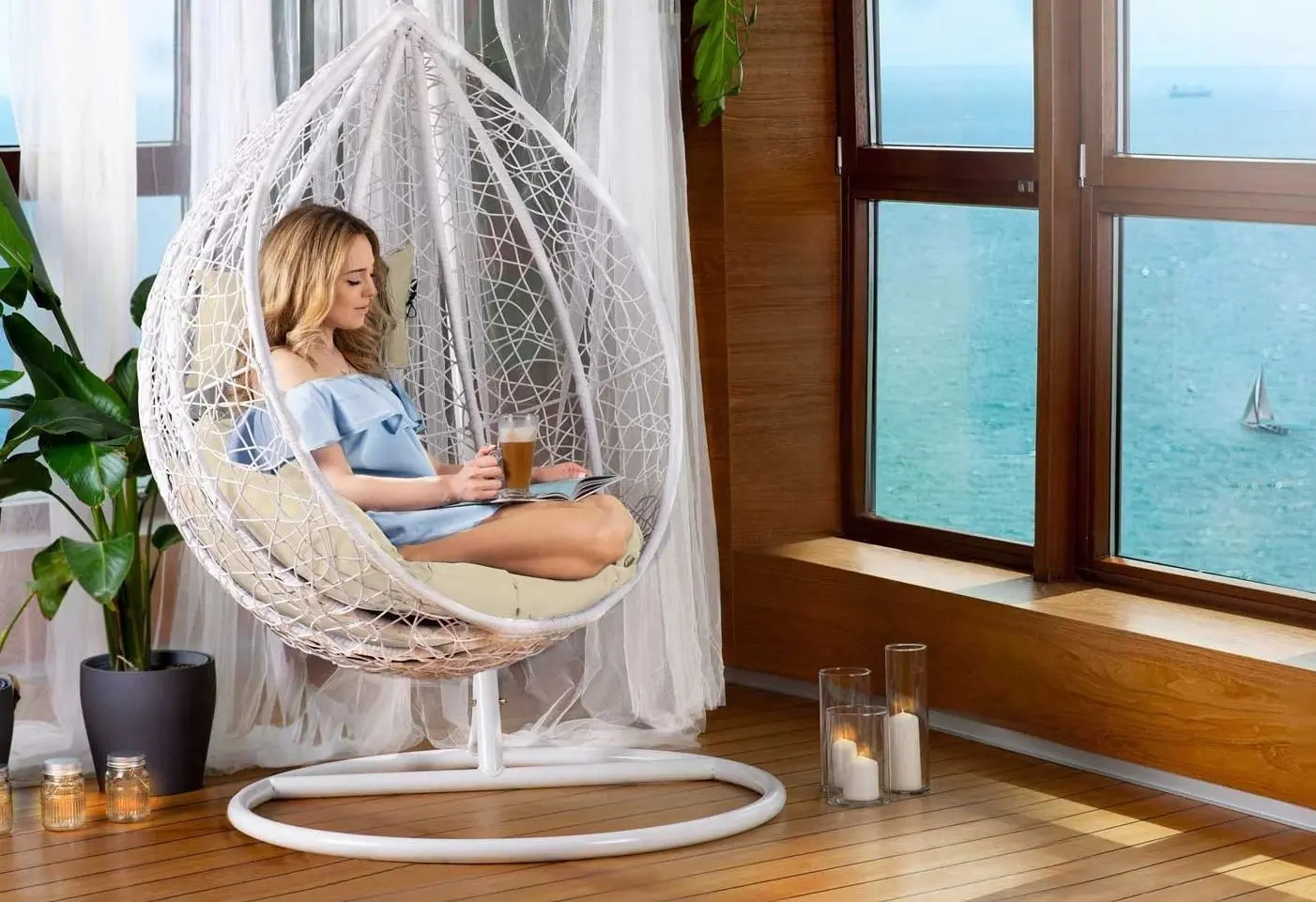 Кресло-кокон Sofotel Hawana (White/Beige)