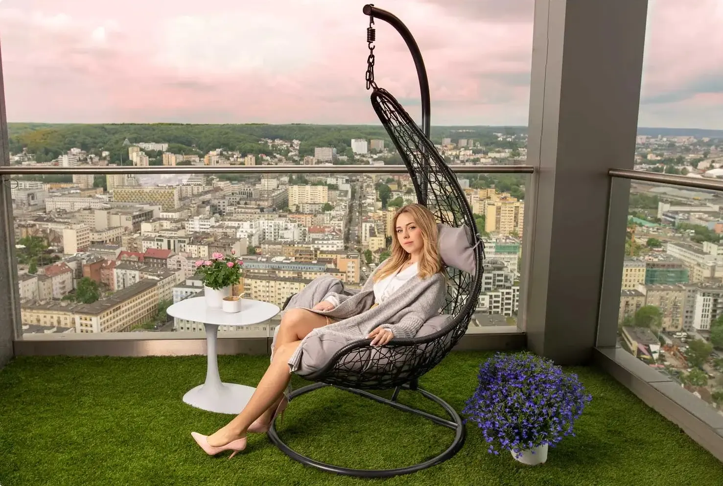 Fotoliu suspendat Sofotel Cabana 4040 (Black/Light Grey) - 11