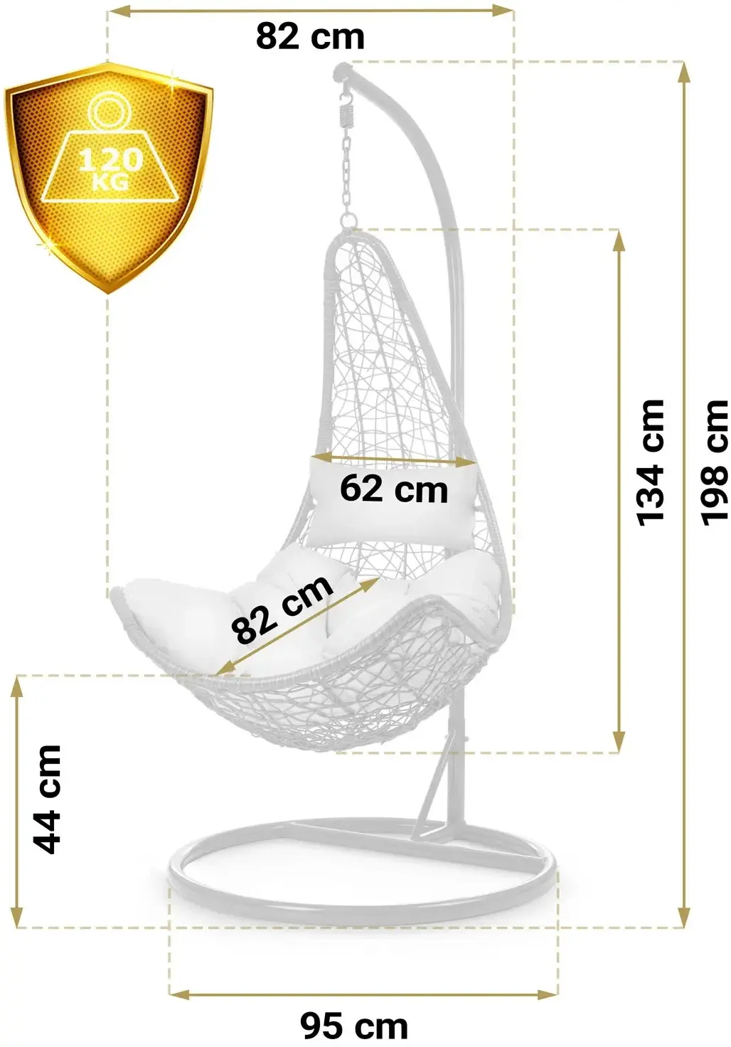 Fotoliu suspendat Sofotel Cabana 4040 (Black/Light Grey) - 3
