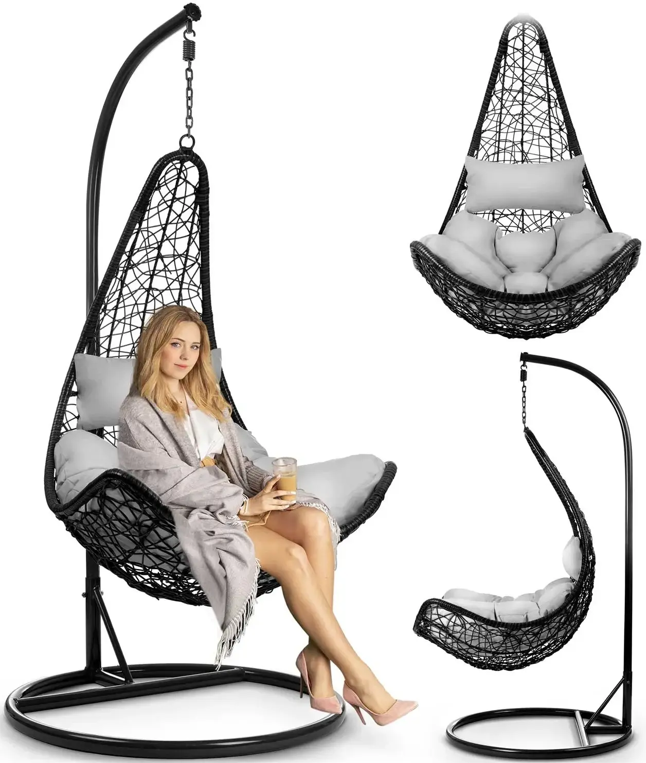 Fotoliu suspendat Sofotel Cabana 4040 (Black/Light Grey) - 4