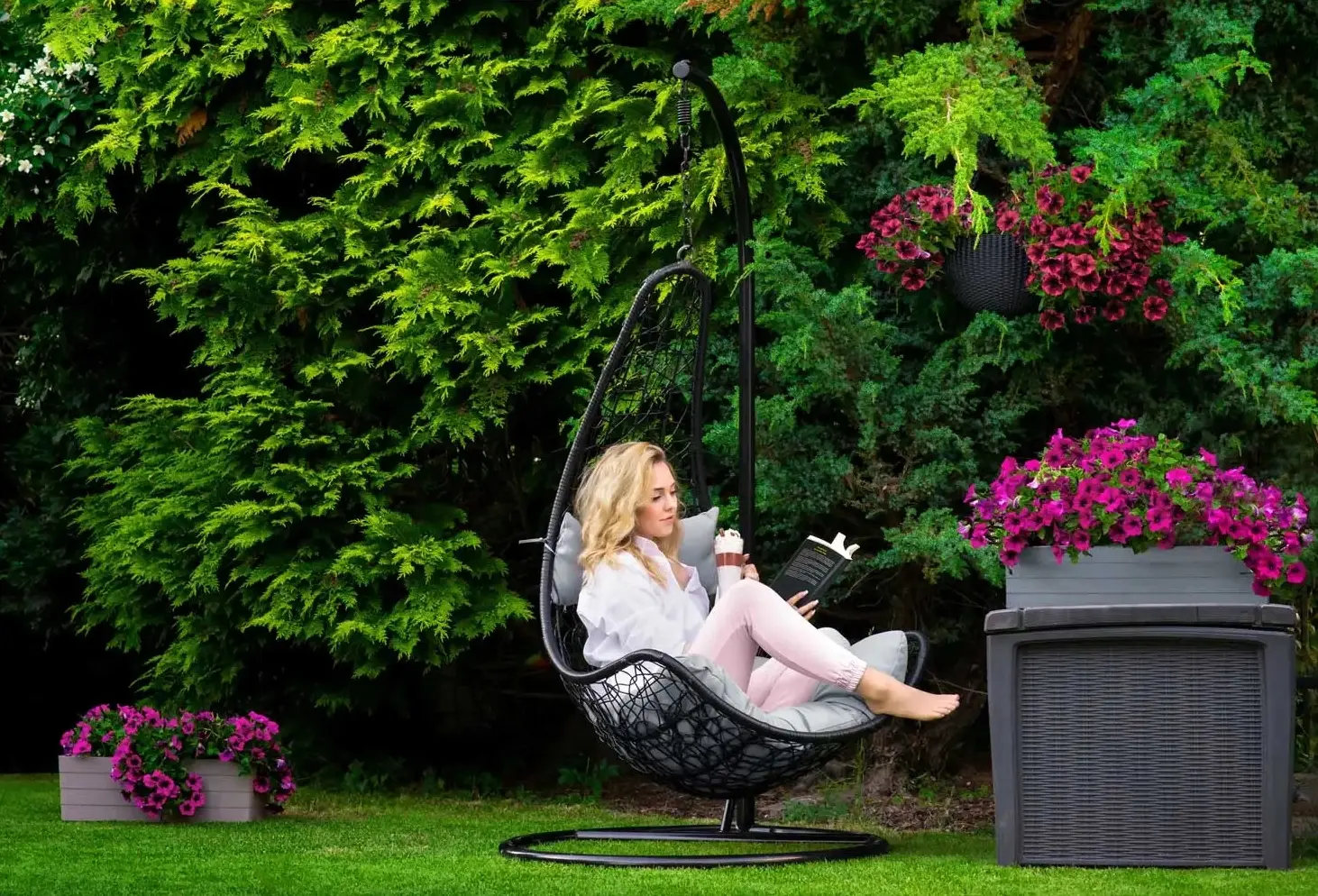 Fotoliu suspendat Sofotel Cabana 4040 (Black/Light Grey) - 8