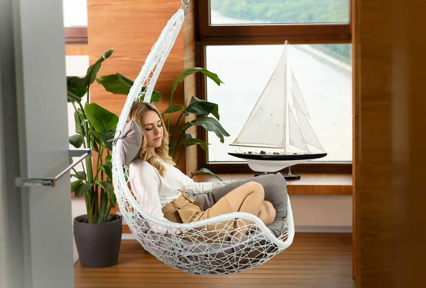 Fotoliu suspendat Sofotel Cabana 4042 (Grey/White) - 10