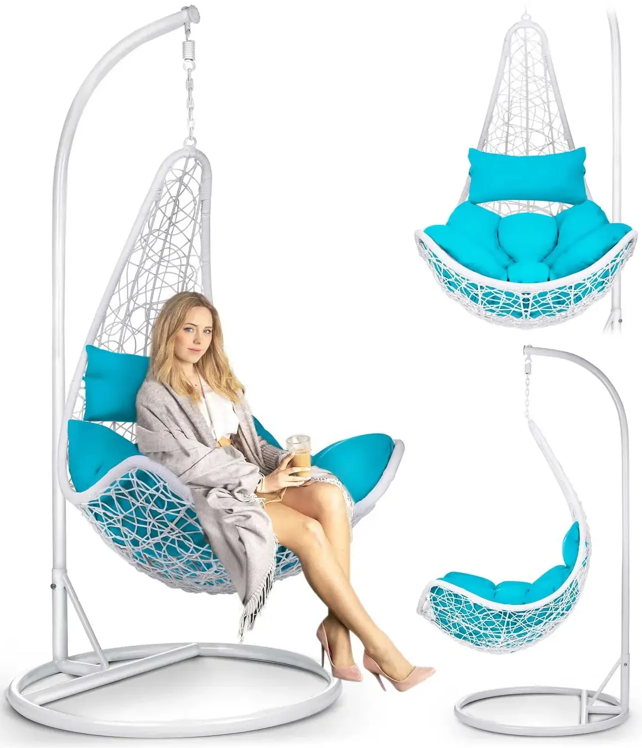 Fotoliu suspendat Sofotel Cabana 4043 (White/Light Blue) - 5