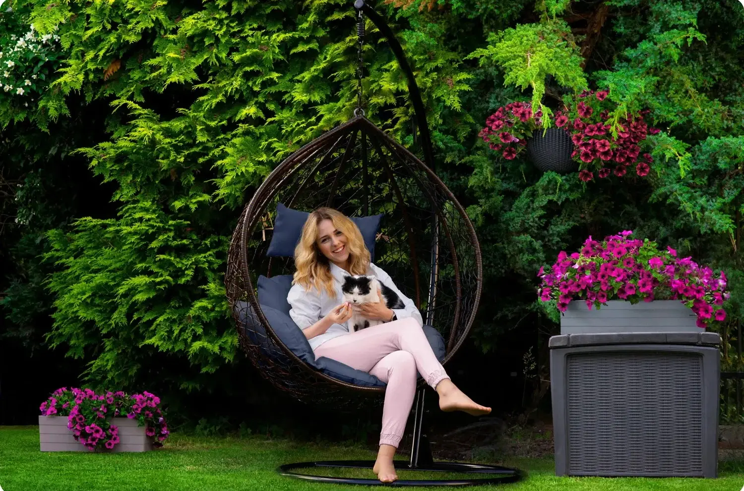 Fotoliu suspendat Sofotel Hawana 4093 (Brown/Dark Blue) - 12