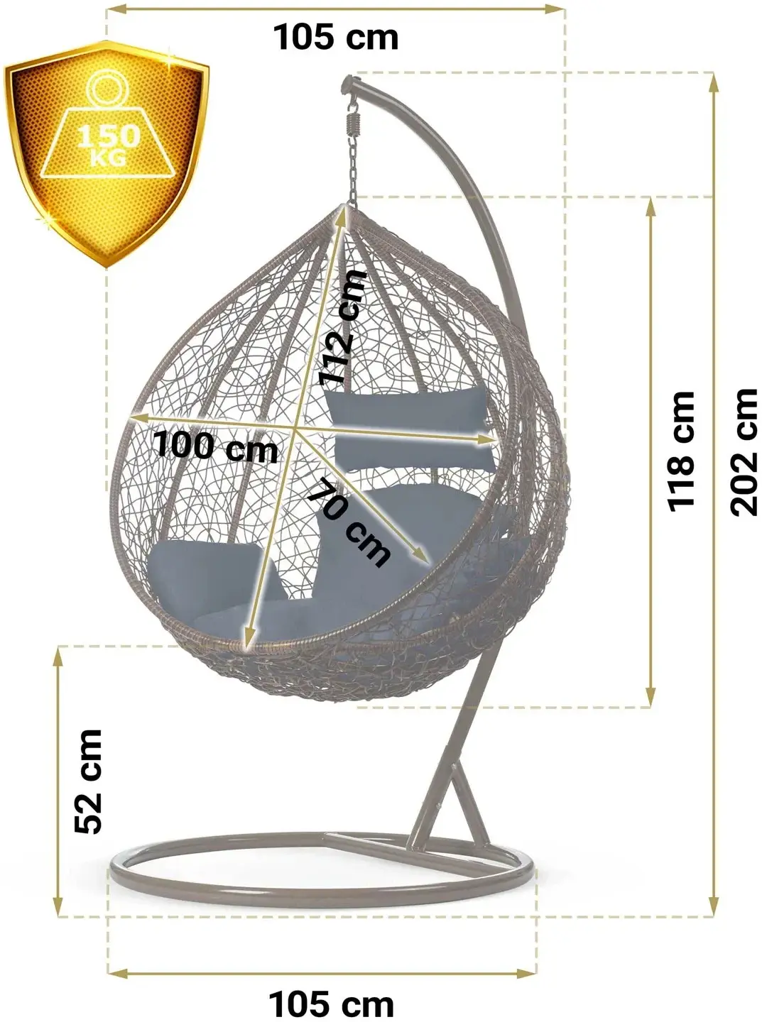 Fotoliu suspendat Sofotel Hawana 4093 (Brown/Dark Blue) - 3