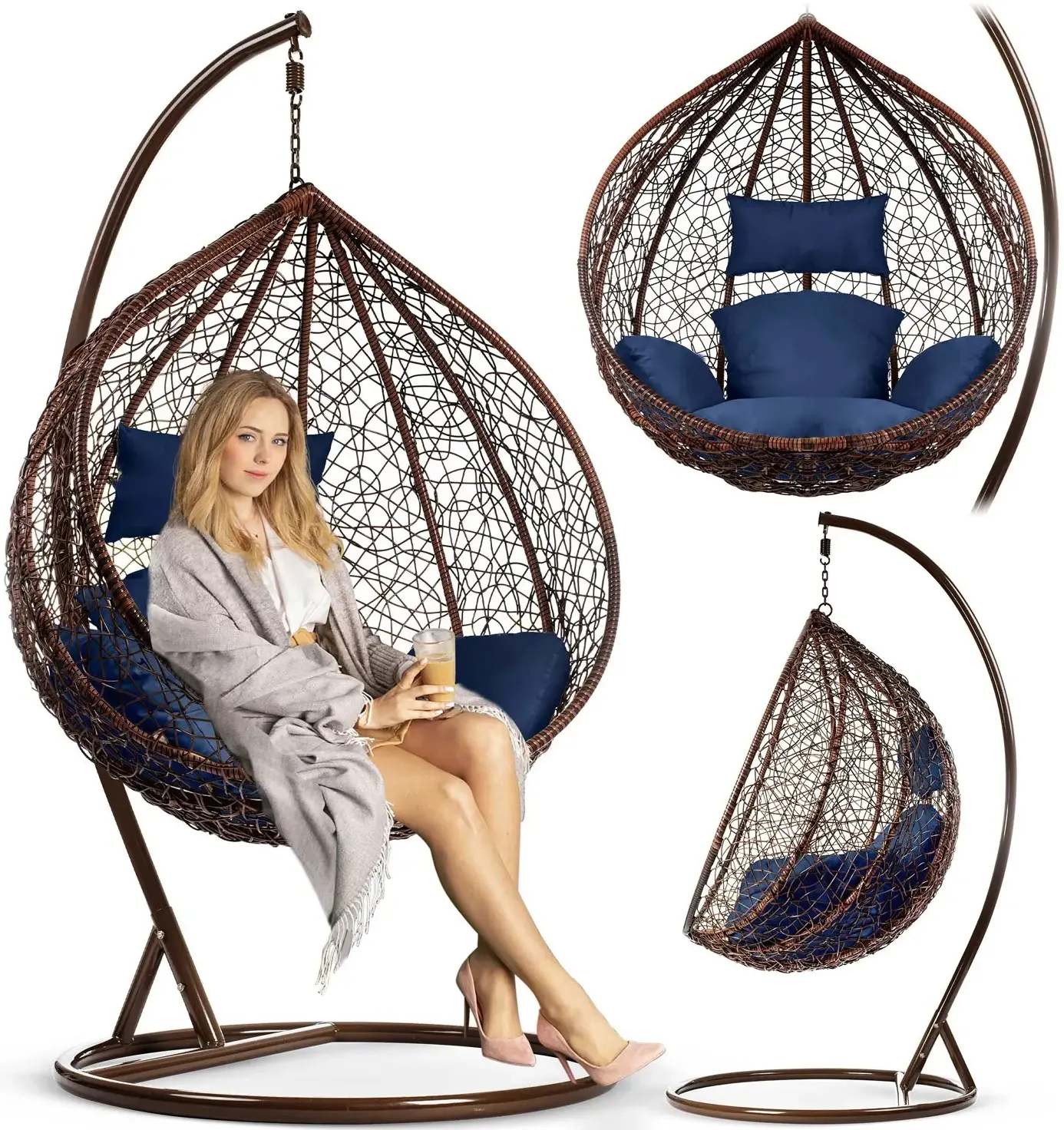 Fotoliu suspendat Sofotel Hawana 4093 (Brown/Dark Blue) - 7