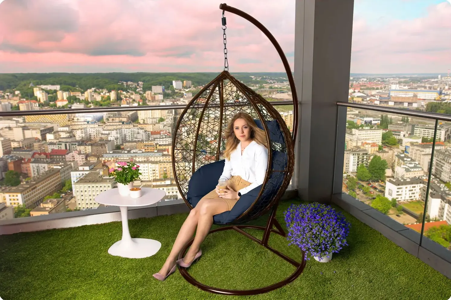 Fotoliu suspendat Sofotel Hawana 4093 (Brown/Dark Blue) - 9