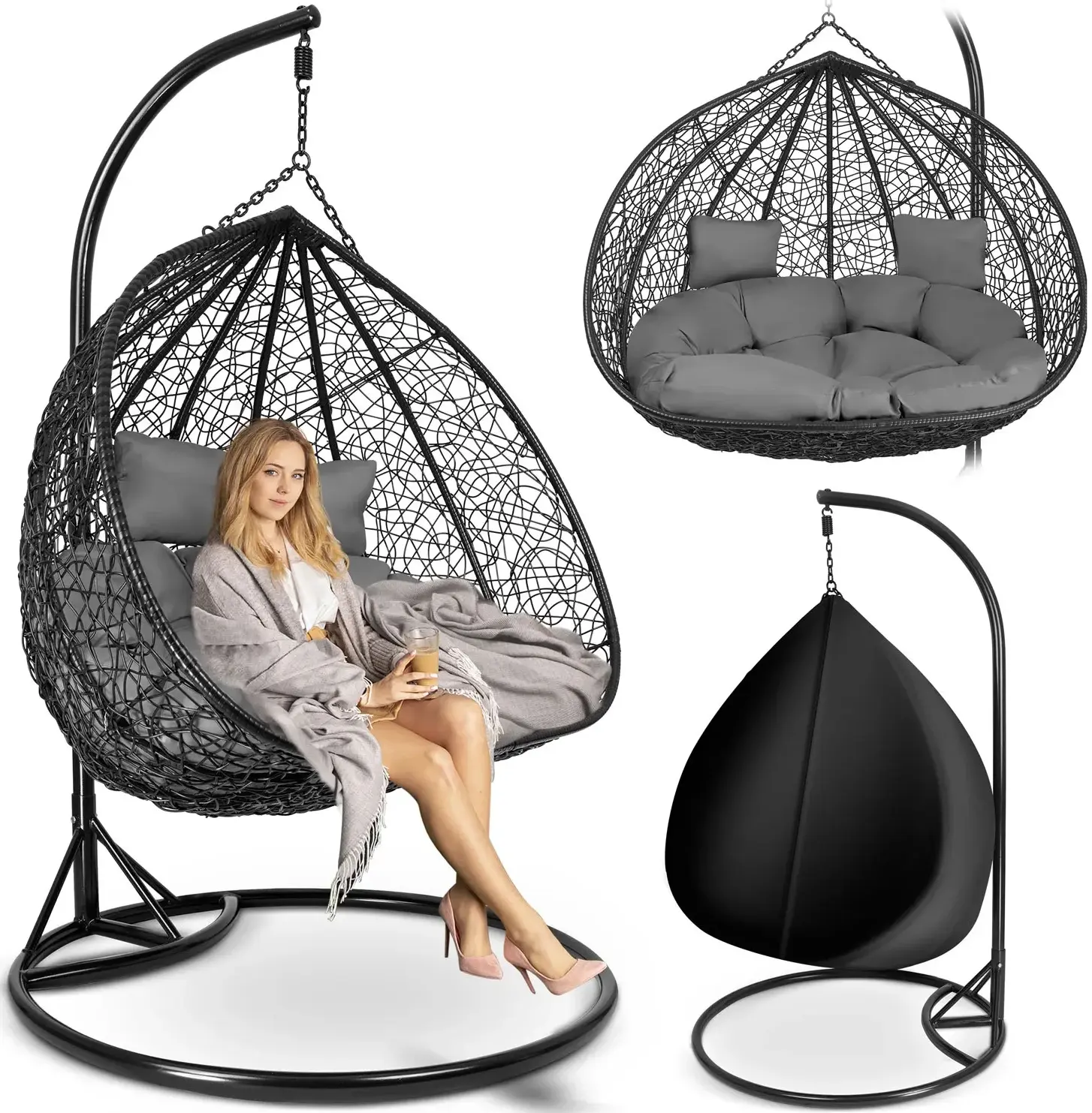 Кресло подвесное Sofotel Hawana Duo 4074 (Black/Grey) - 8