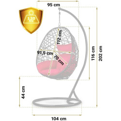 Fotoliu suspendat Sofotel Sabana 4038 (Red/Black) Thumb