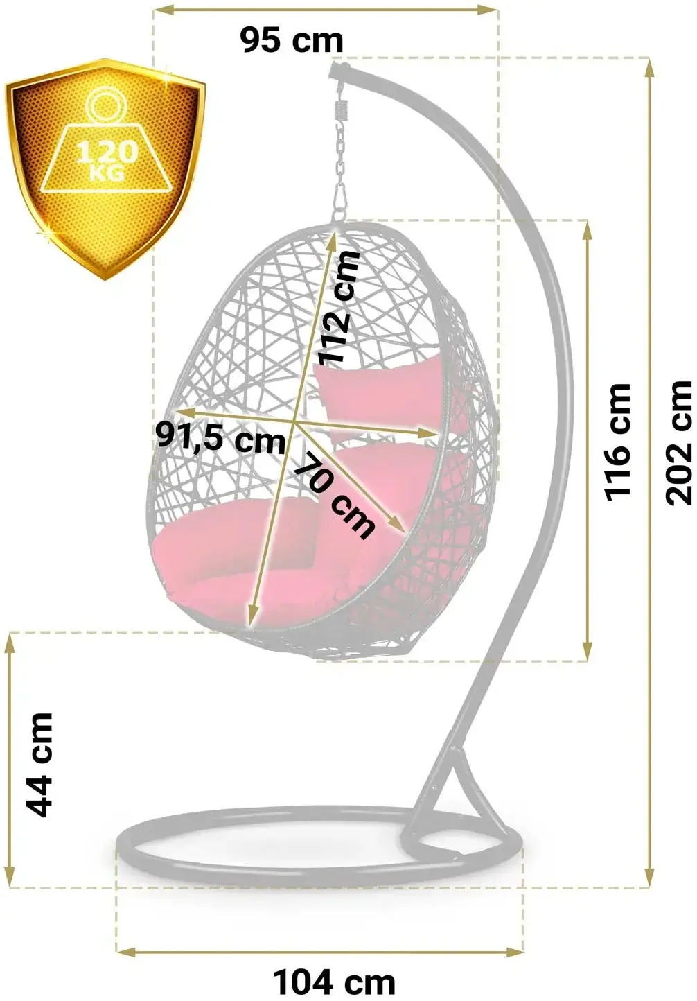 Fotoliu suspendat Sofotel Sabana 4038 (Red/Black) - 3