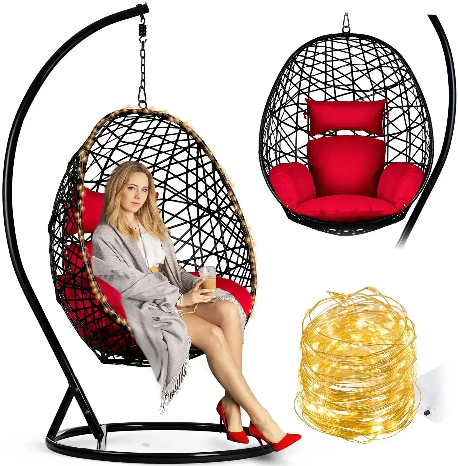 Fotoliu suspendat Sofotel Sabana 4038 (Red/Black) - 7