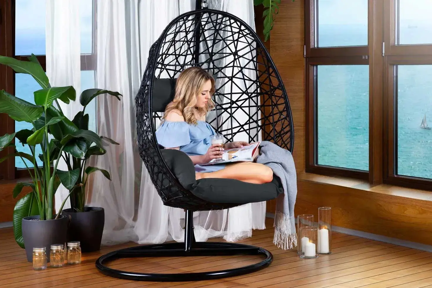 Fotoliu suspendat Sofotel Sabana 4047 (Black) - 9