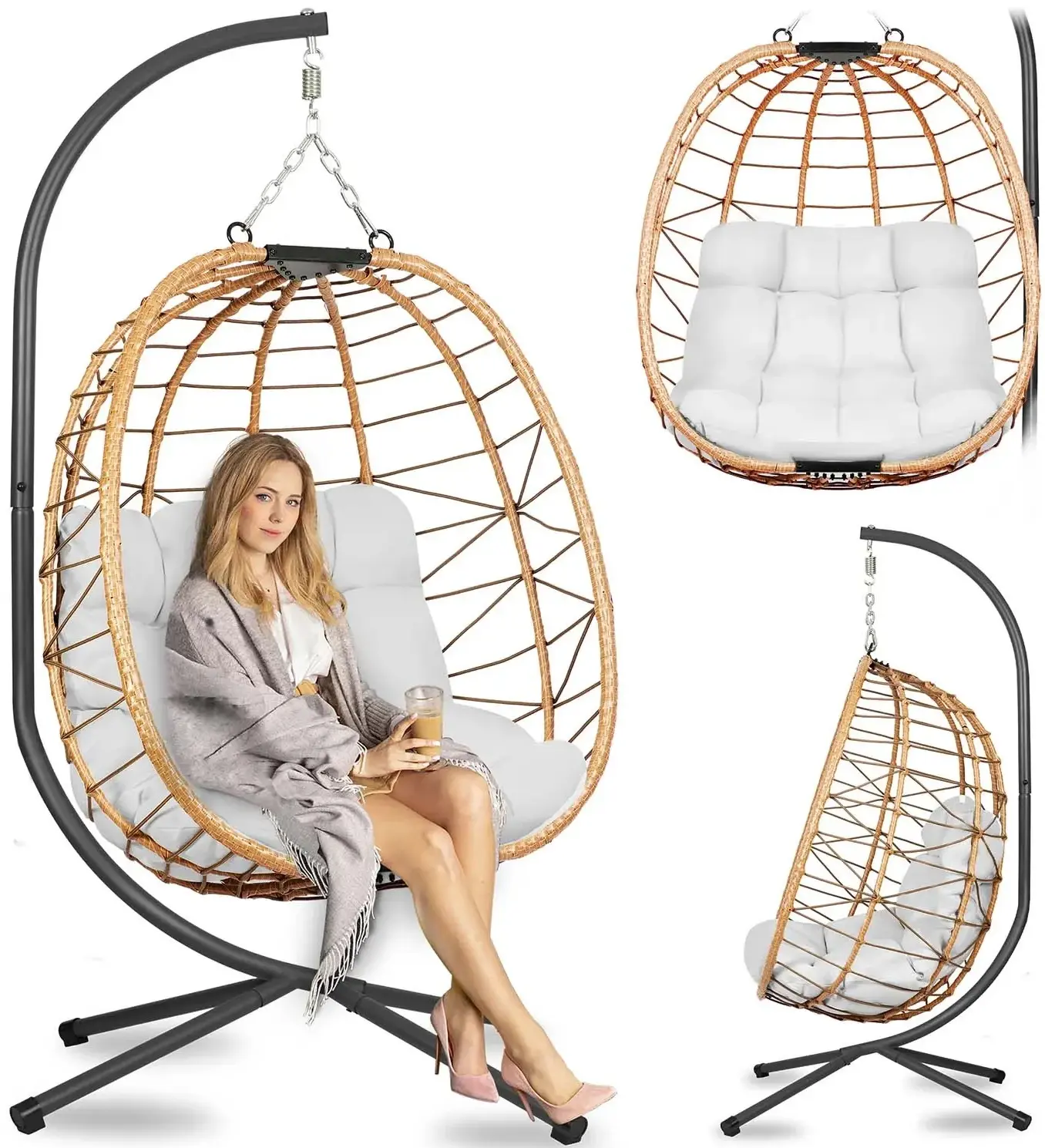 Fotoliu suspendat Sofotel Tihuana 290321 (Light Brown/Light Grey) - 5