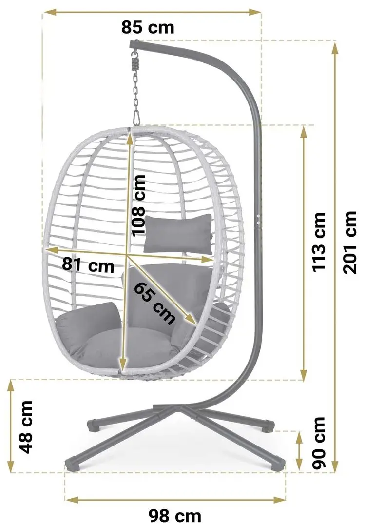 Fotoliu suspendat Sofotel Toskana (Black/Grey)