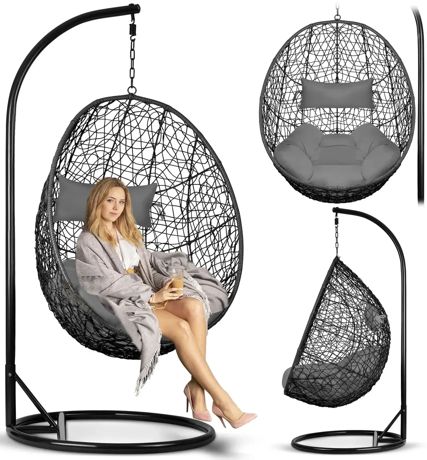 Fotoliu suspendat Sofotel Brava 4075 (Black/Grey) - 5