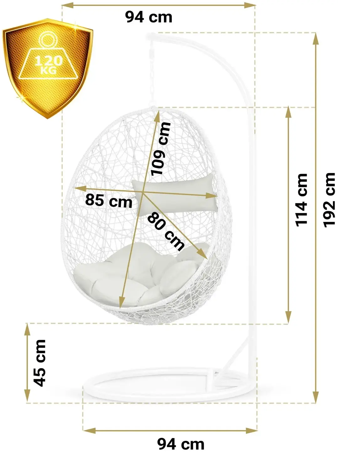 Fotoliu suspendat Sofotel Brava 4076 (White/Grey) - 4