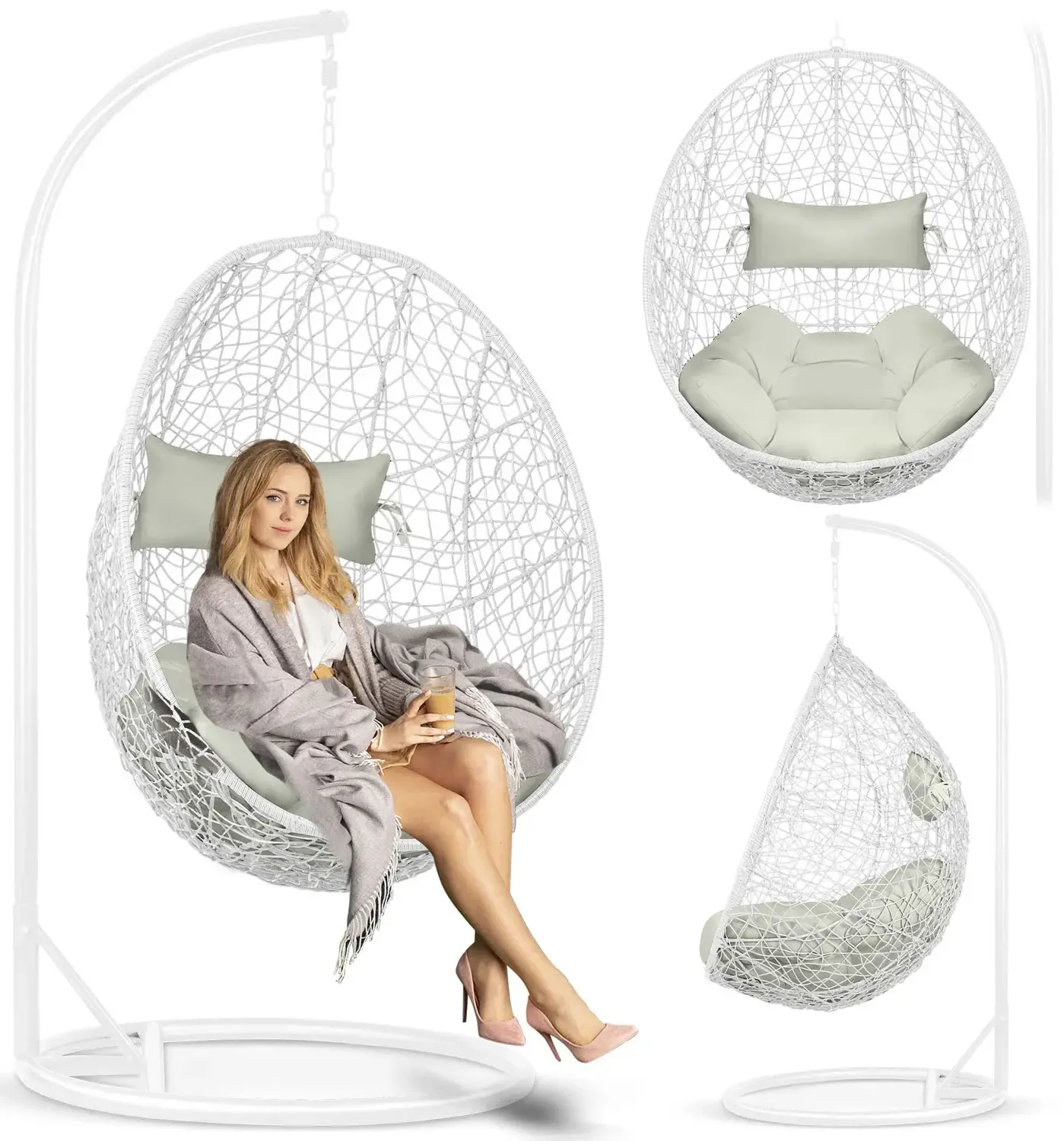 Fotoliu suspendat Sofotel Brava 4076 (White/Grey) - 5