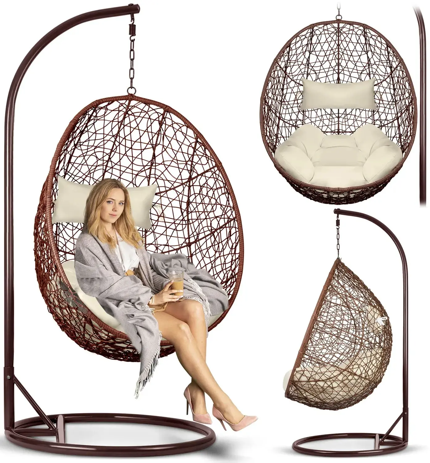 Fotoliu suspendat Sofotel Brava 4077 (Brown/Beige) - 5