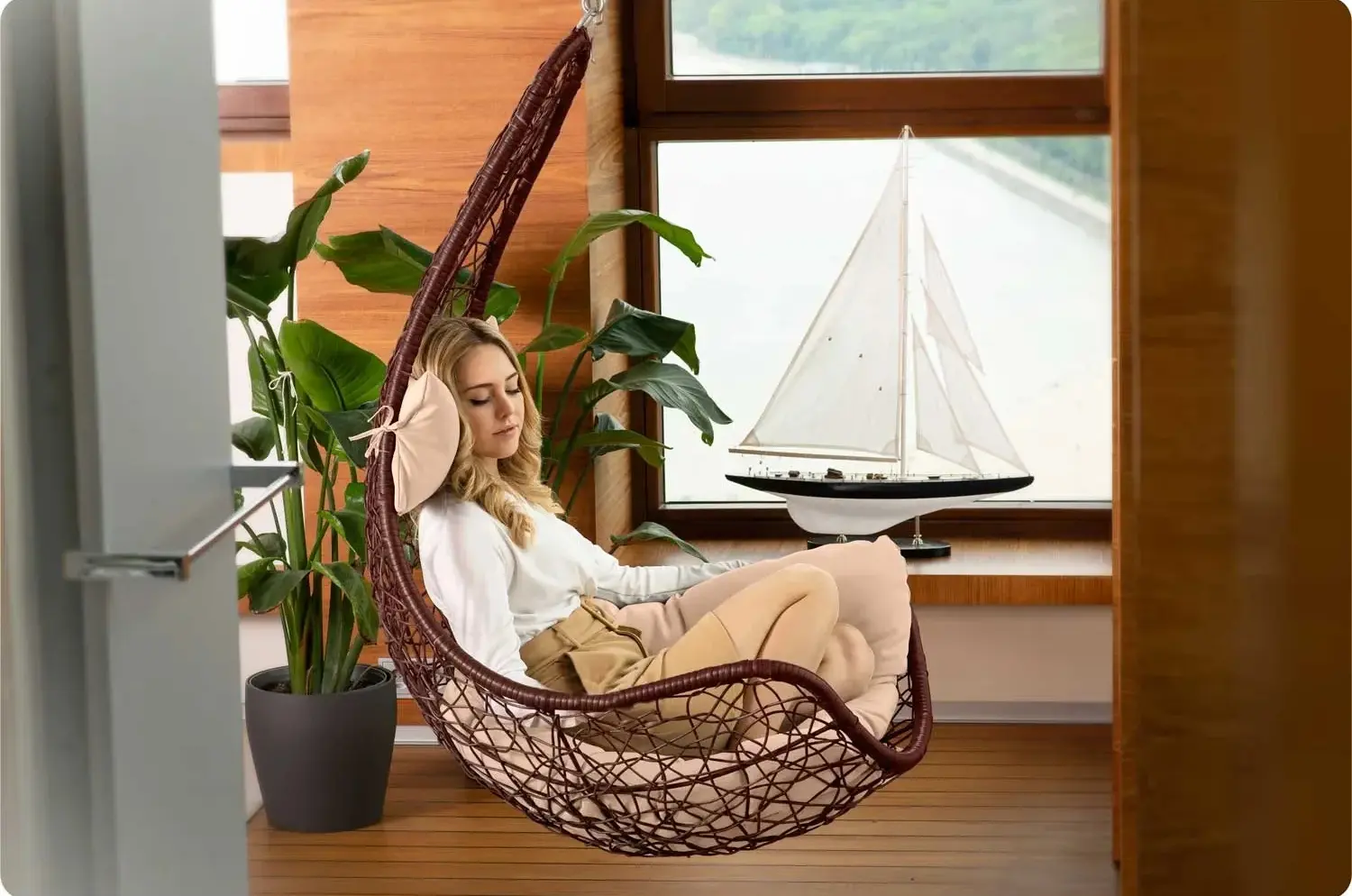 Fotoliu suspendat Sofotel Cabana 4041 (Brown/Beige) - 8