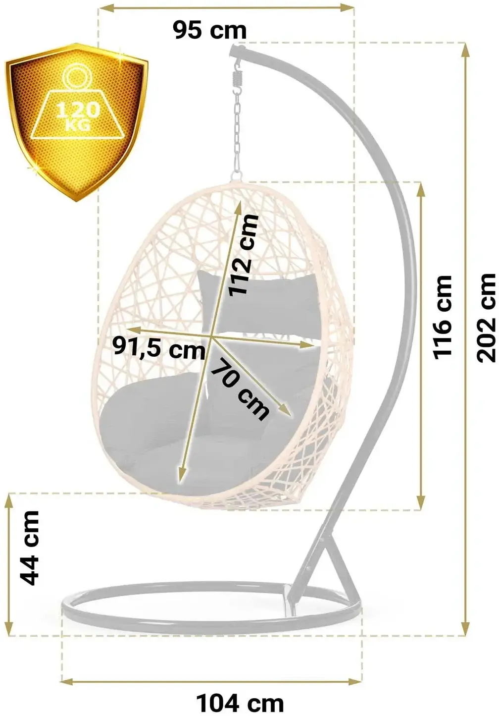 Fotoliu suspendat Sofotel Sabana 4046 (Black/Light Brown) - 3
