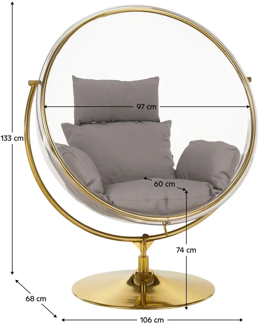 Fotoliu-cocon Tempo Kondela Bubble New Tip 2 (Transparent/Golden/Grey)