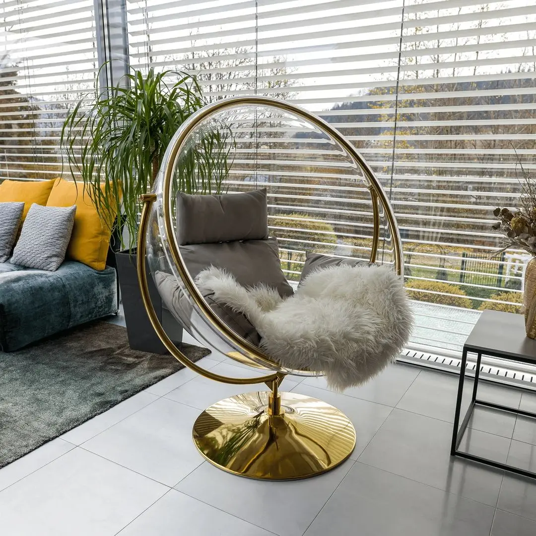 Fotoliu-cocon Tempo Kondela Bubble New Tip 2 (Transparent/Golden/Grey)