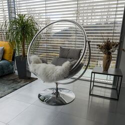 Кресло-кокон Tempo Kondela Bubble New Tip 2 (Transparent/Silver/Grey)