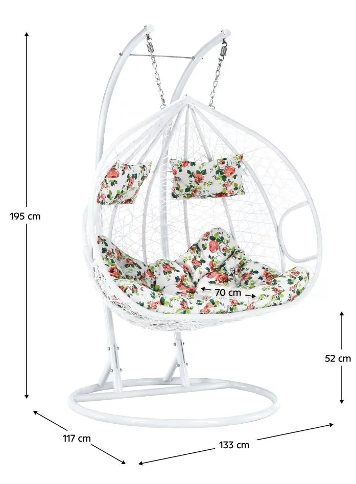 Fotoliu-cocon Tempo Kondela Dalvea 2 New (White/Flowers)
