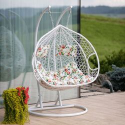 Кресло-кокон Tempo Kondela Dalvea 2 New (White/Flowers)