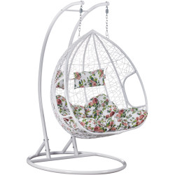 Кресло-кокон Tempo Kondela Delia (White/Multicolor) Thumb