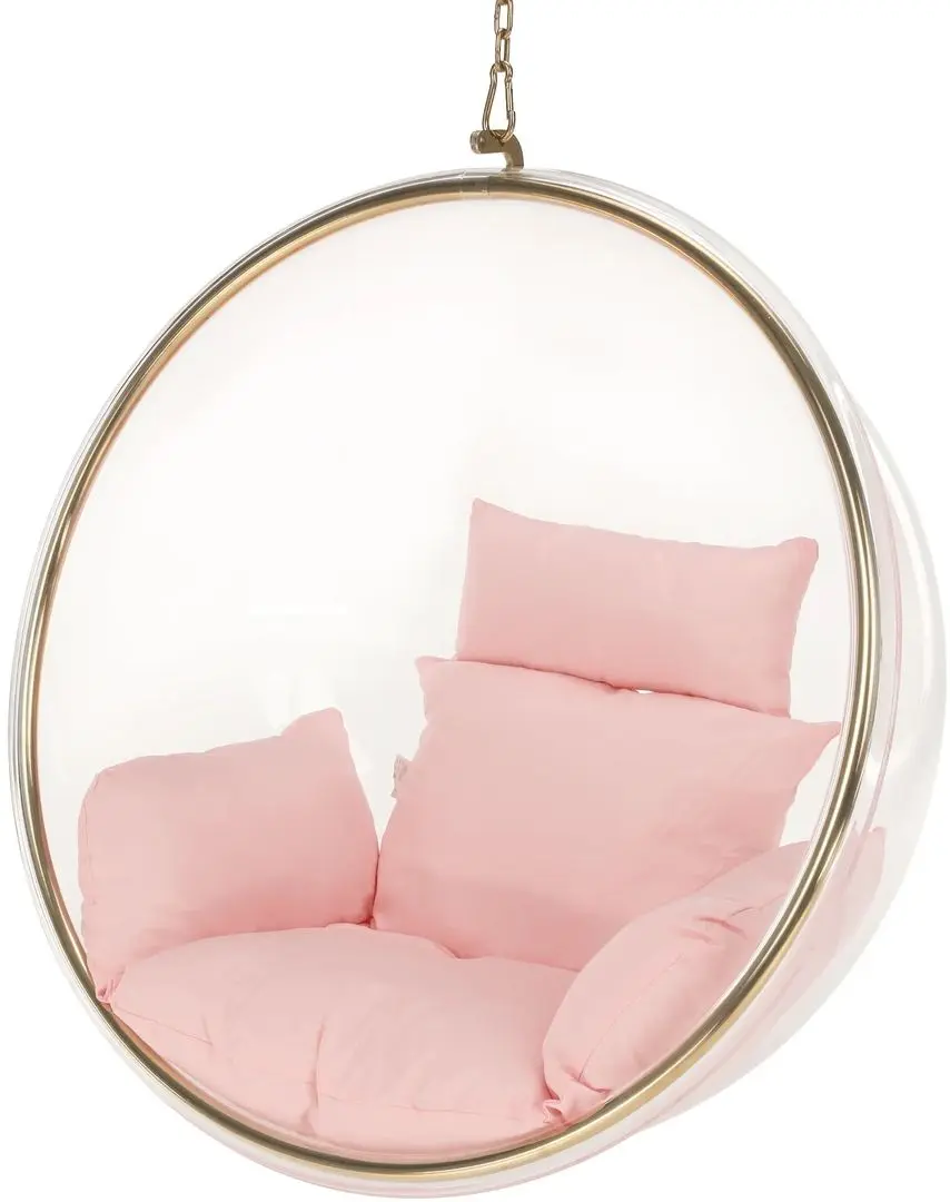 Fotoliu suspendat Tempo Kondela Bubble New Tip 1 106 (Transparent/Golden/Pink)