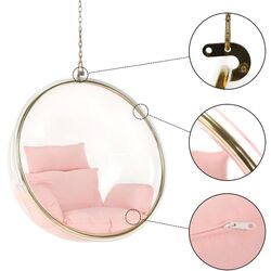 Fotoliu suspendat Tempo Kondela Bubble New Tip 1 106 (Transparent/Golden/Pink) Thumb