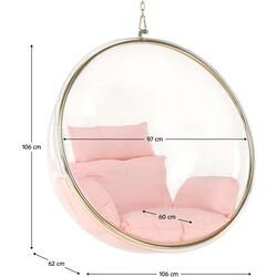 Fotoliu suspendat Tempo Kondela Bubble New Tip 1 106 (Transparent/Golden/Pink) Thumb