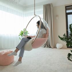 Fotoliu suspendat Tempo Kondela Bubble New Tip 1 106 (Transparent/Golden/Pink) Thumb