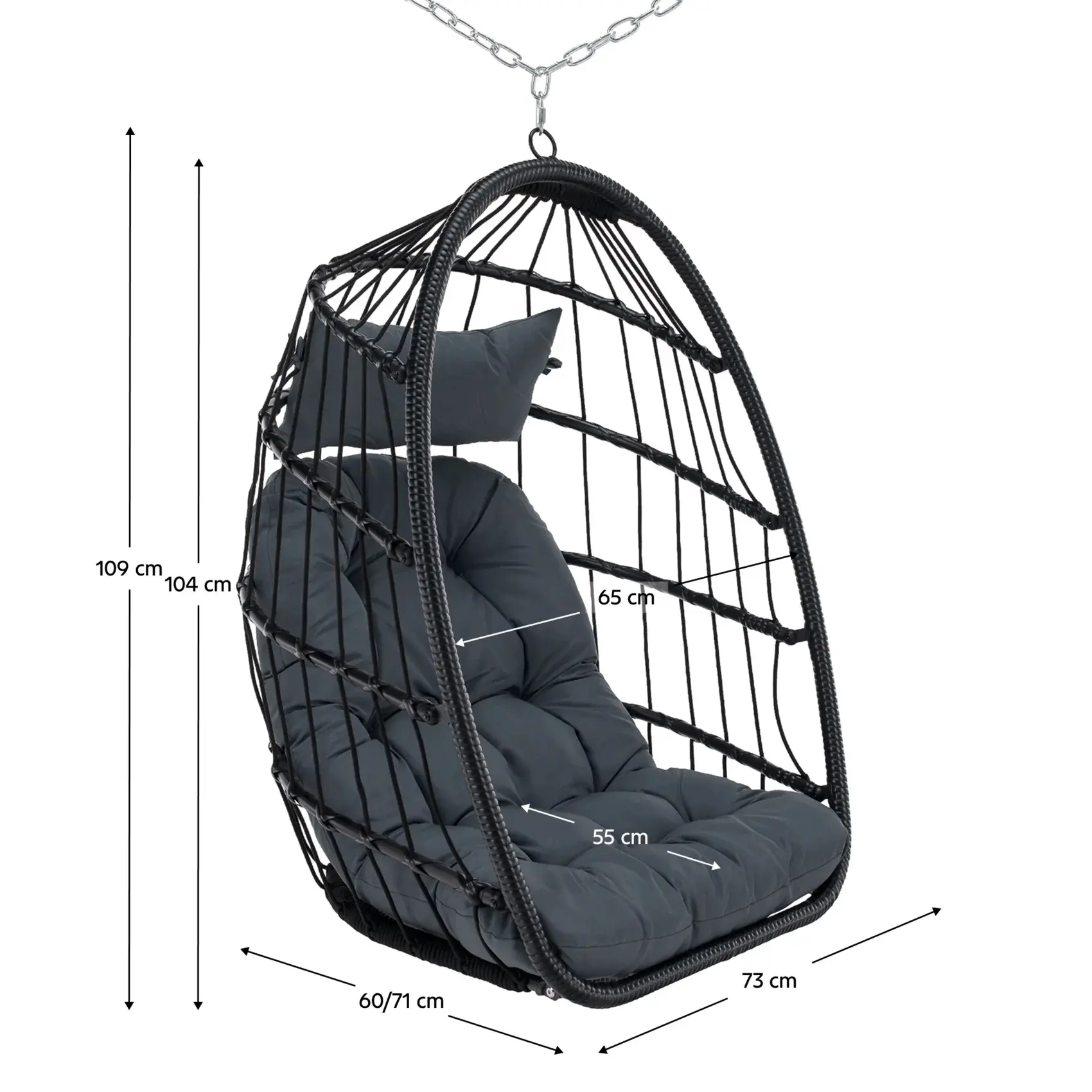 Кресло подвесное Tempo Kondela Nobelo (Black) - 3
