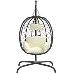 Fotoliu suspendat VidaXL 360046 (Black/White Cream) Thumb