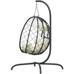 Fotoliu suspendat VidaXL 360046 (Black/White Cream) Thumb