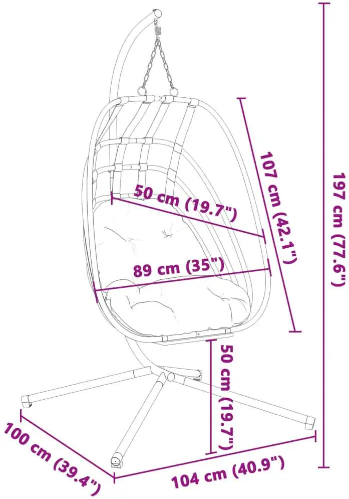 Fotoliu suspendat VidaXL 4007408 (Black/Anthracite)