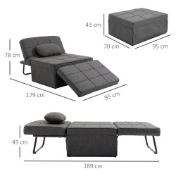 Мягкий шезлонг Homcom 839-058 (Grey) Thumb