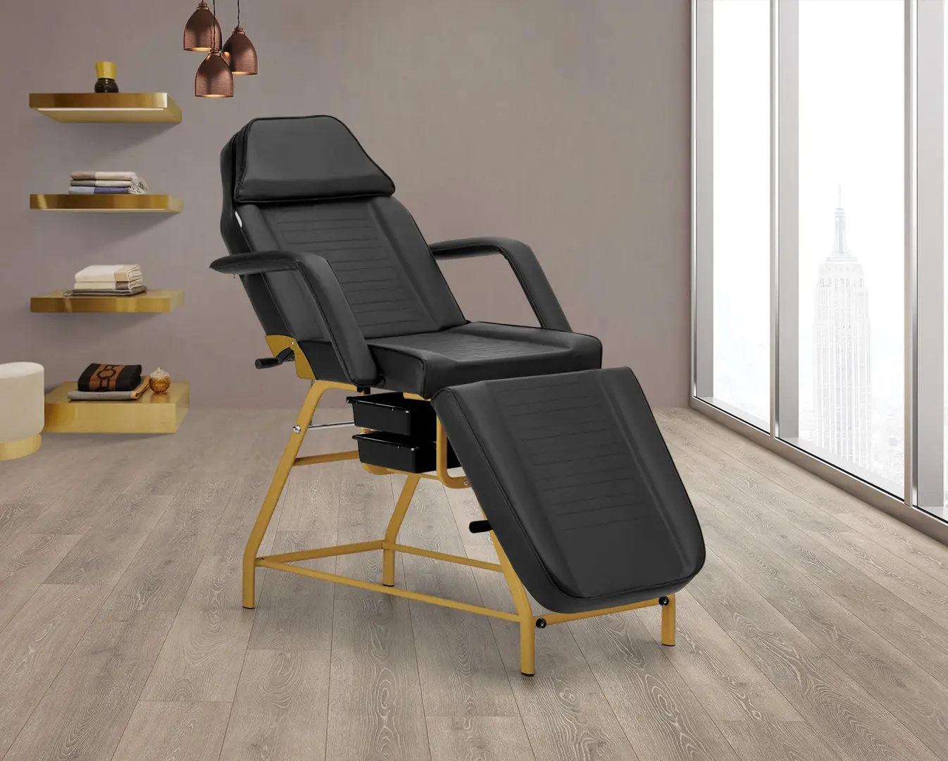 Fotoliu cosmetologic Activeshop 557G (Black/Gold)