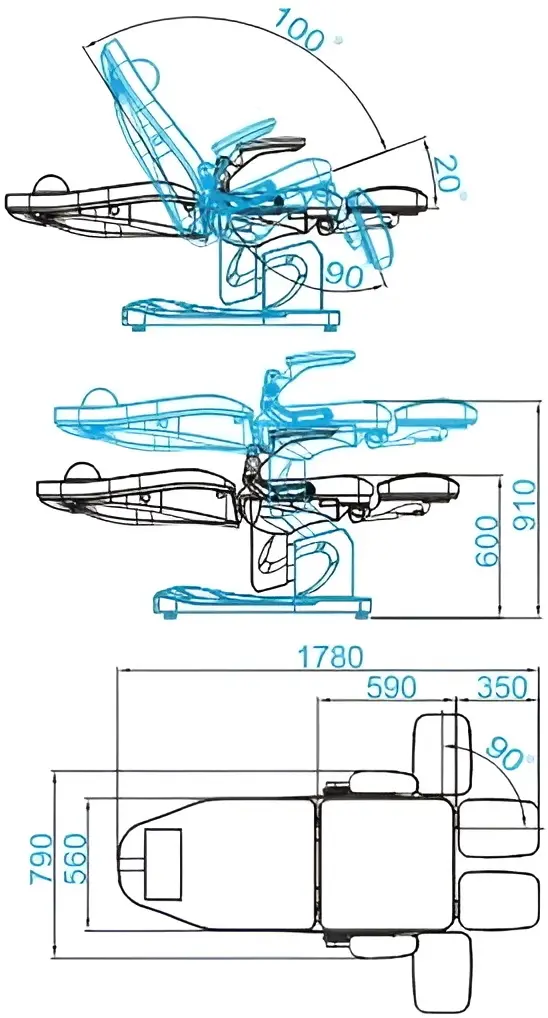 Fotoliu cosmetologic Azzuro 709A 3 (Grey/White)