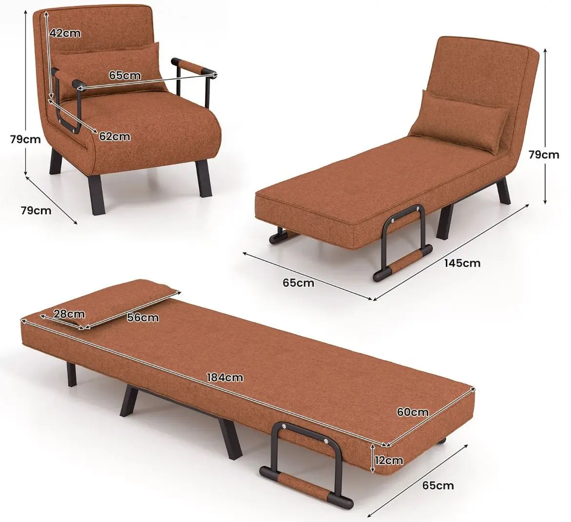Fotoliu Costway HV10417CF (Brown)