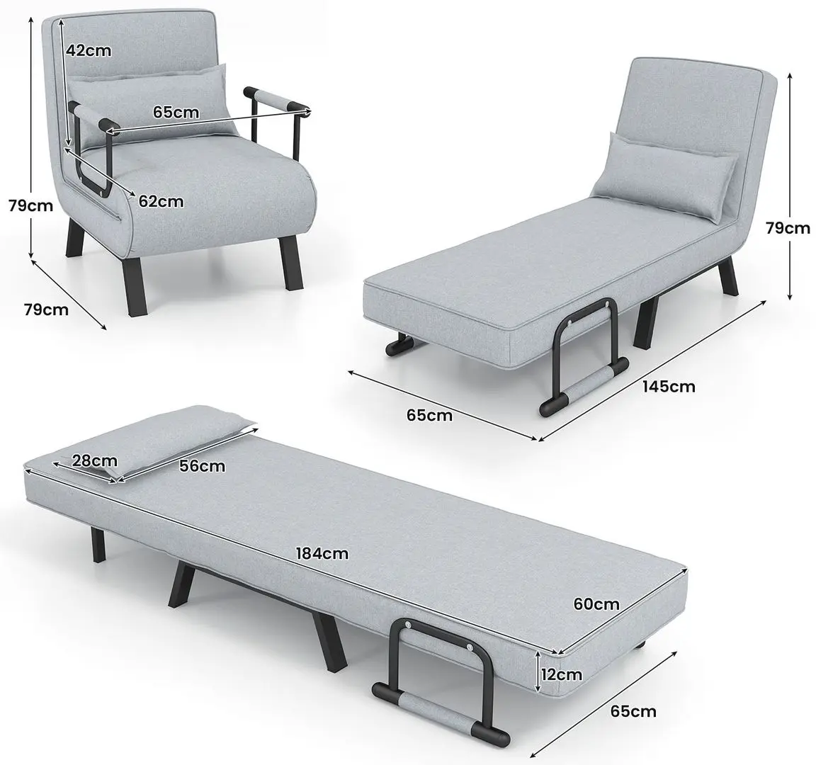Fotoliu Costway HV10417QH (Grey)