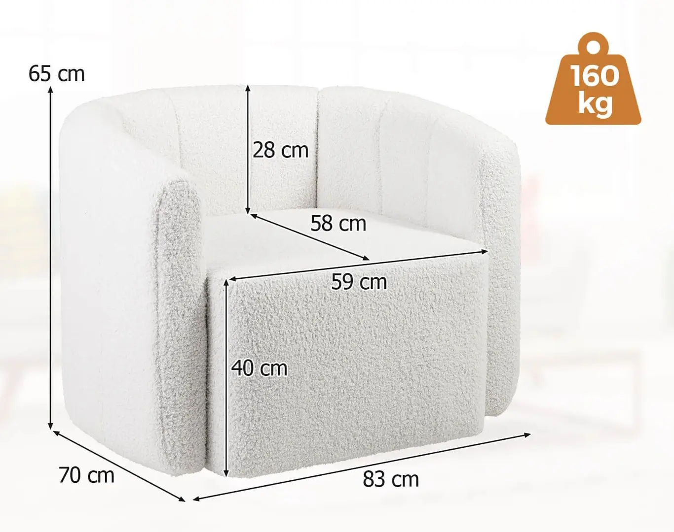 Fotoliu Costway HV10649WH (White)